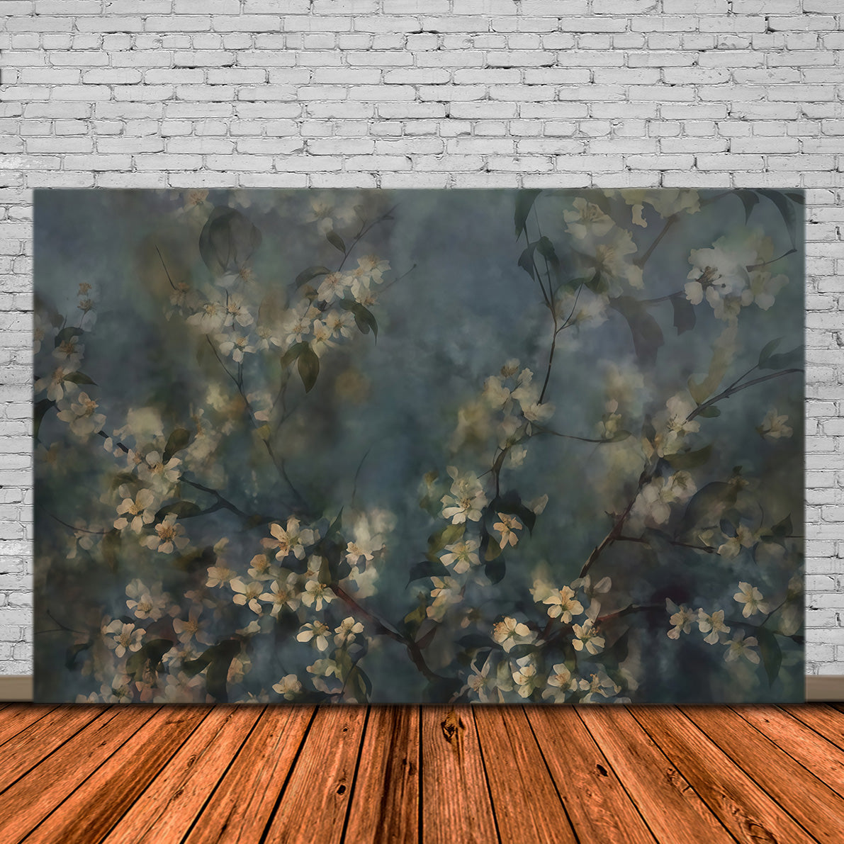 Flower Photography Backdrop Dark Blue Blossom Branches Floral Backdrop UK MRR9-124