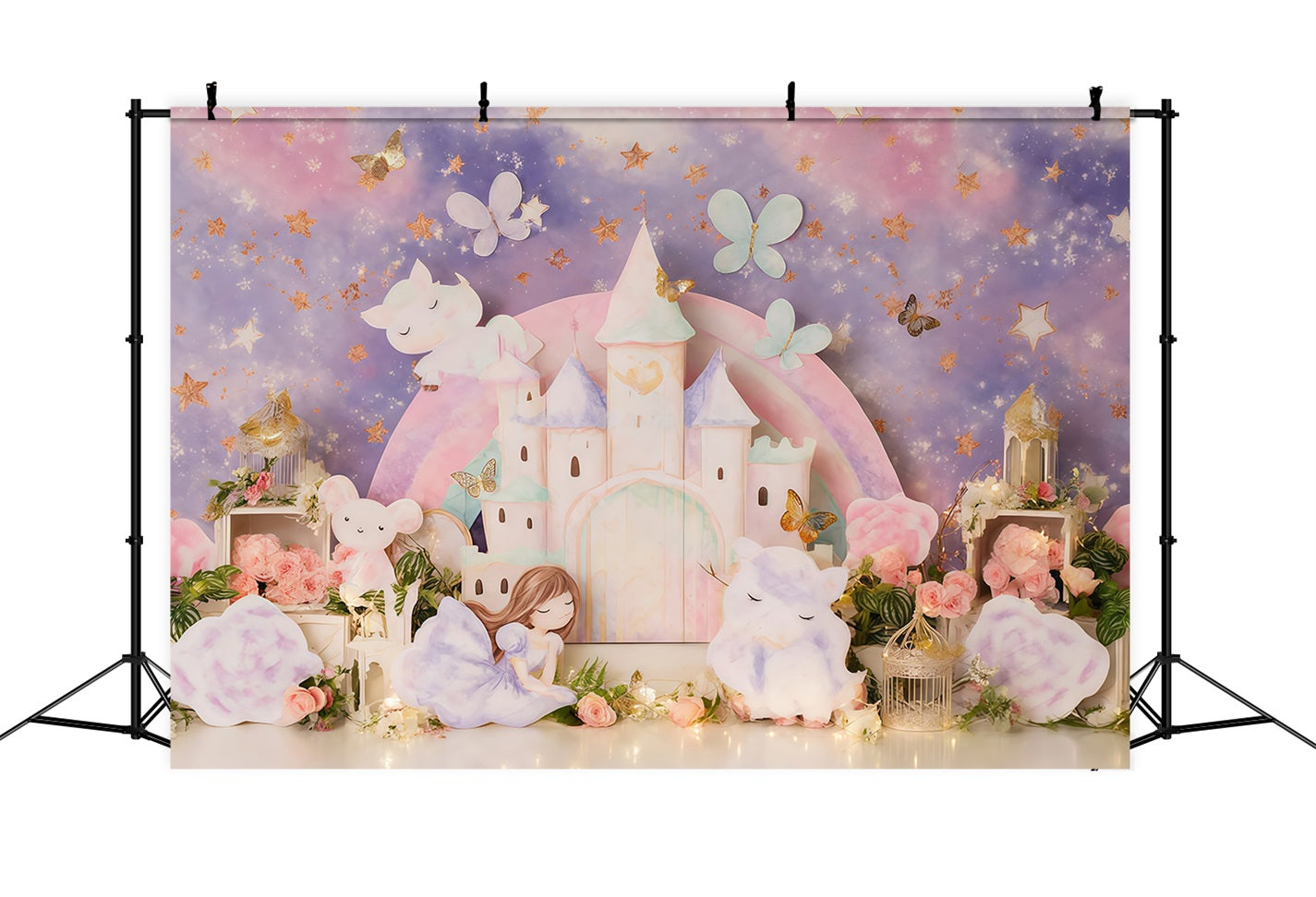Princess Castle Backdrop Dreamy Pastel Fairy Castle Children Backdrops UK MRR9-126