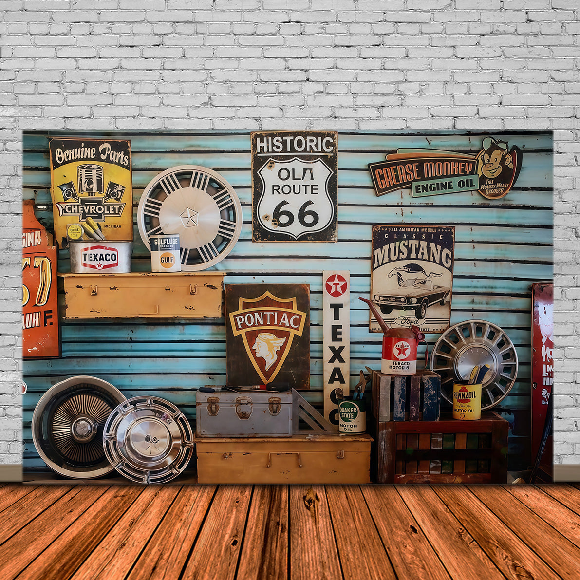Newborn Photo Backdrop Vintage Garage Route Signs Kids Backdrop UK MRR9-127