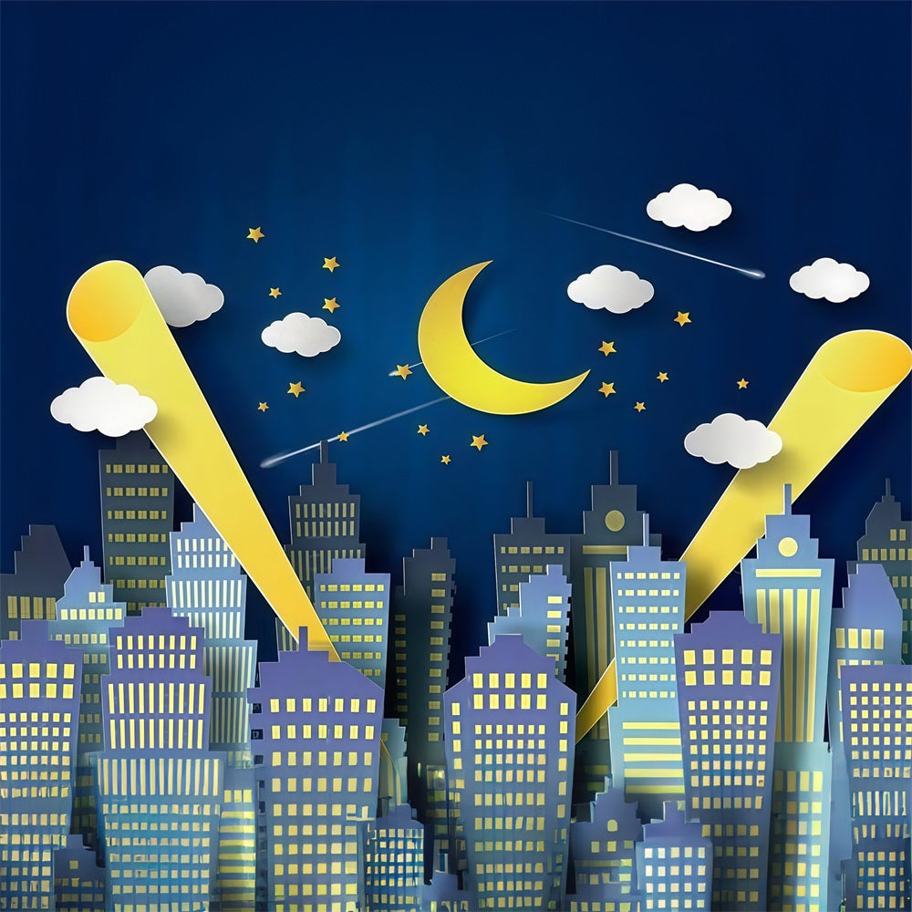 Newborn Photography Backdrops Night City Skyline Moonlight Children Backdrop UK MRR9-128