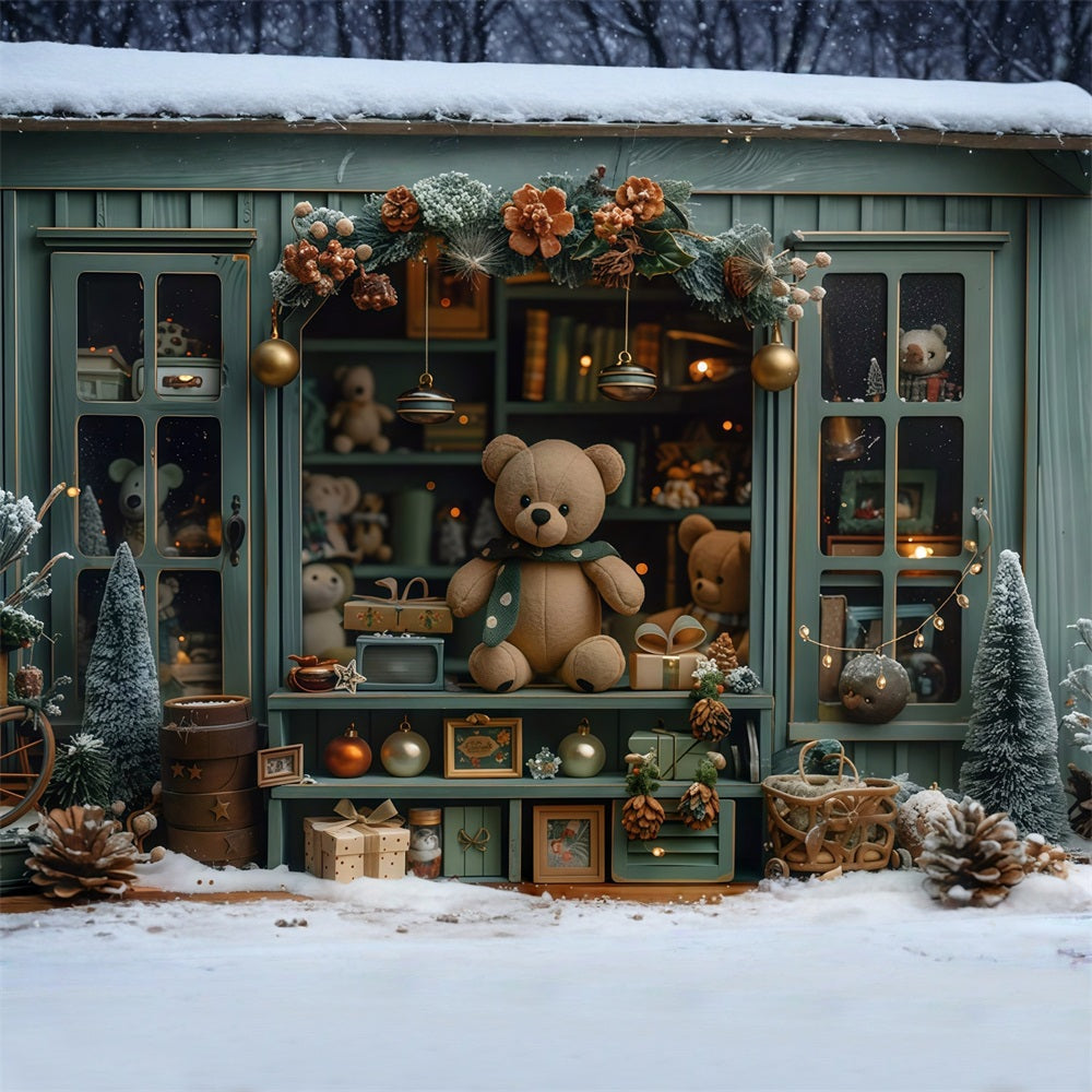 Christmas Photo Backdrop Teddy Bear Holiday Window Display Christmas Backdrops UK MRR9-130