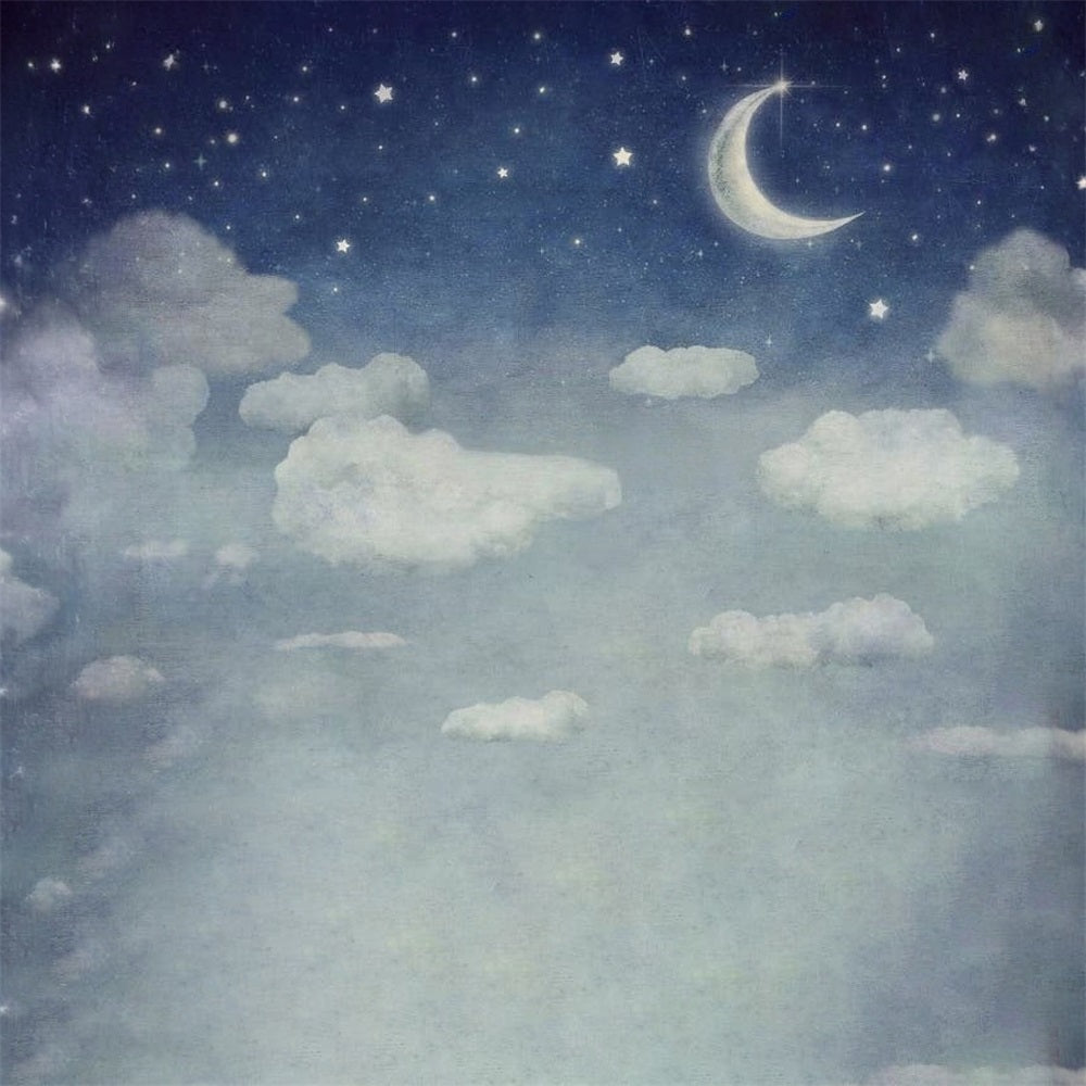 Cloud Backdrop Moonlit Starry Sky Dreamy Clouds Sky Backdrop UK MRR9-95