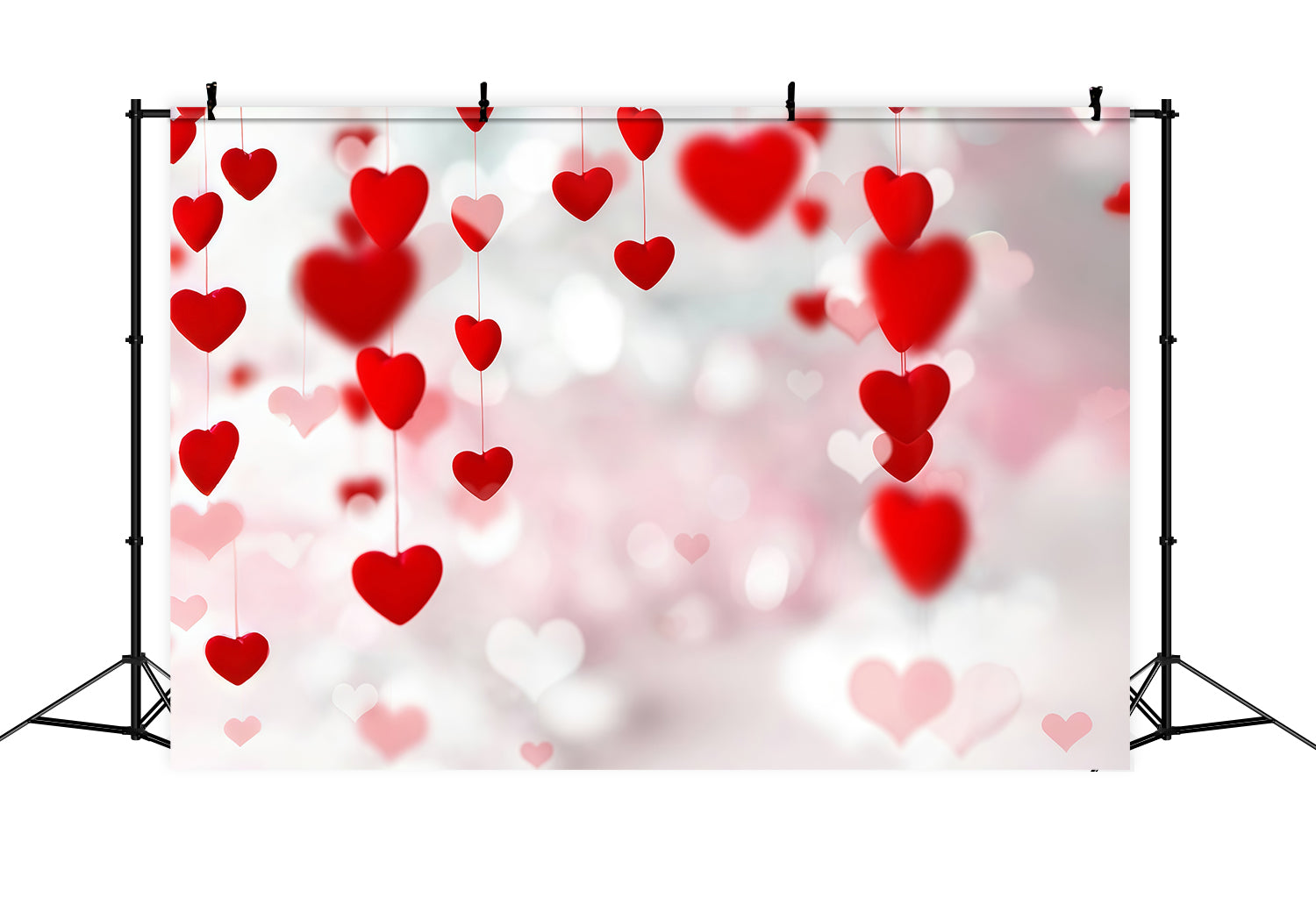 Valentine Backdrop Floating Red Hearts Bokeh Strings Valentine's Day Backdrop UK MRR9-96
