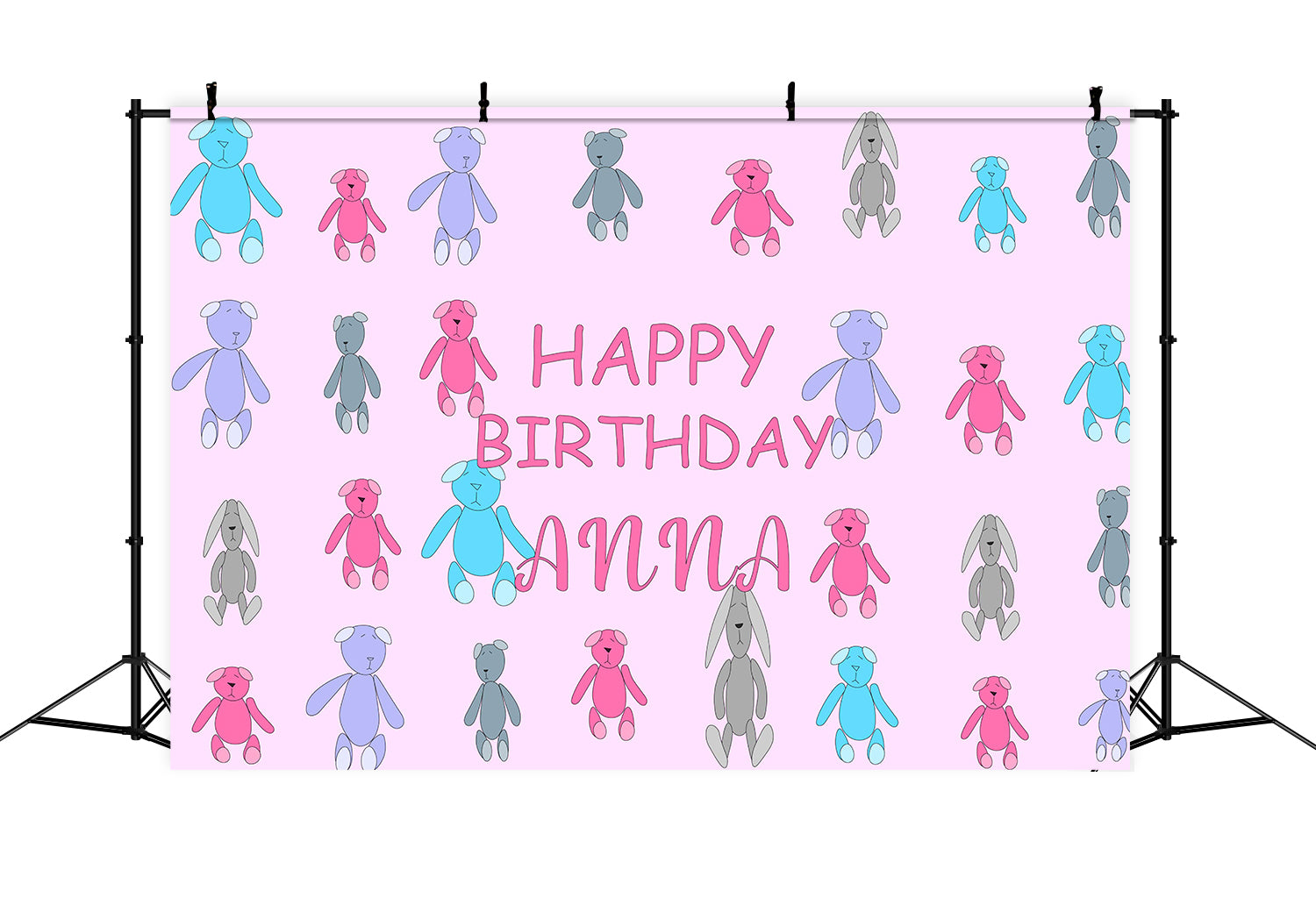 Personalized Birthday Backdrops Cute Pastel Teddy Bear Backdrop UK RR1-14