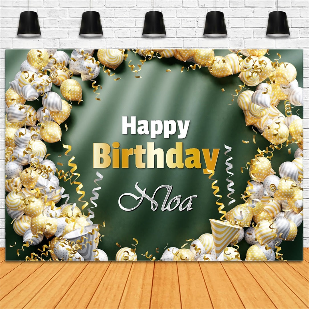Customized Birthday Backdrop Gold Elegant Balloon Garland Backdrop UK RR1-62