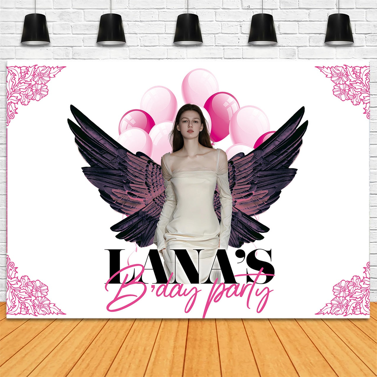 Personalized Birthday Backdrop Balloon Winged Party Backdrop UK RR1-89