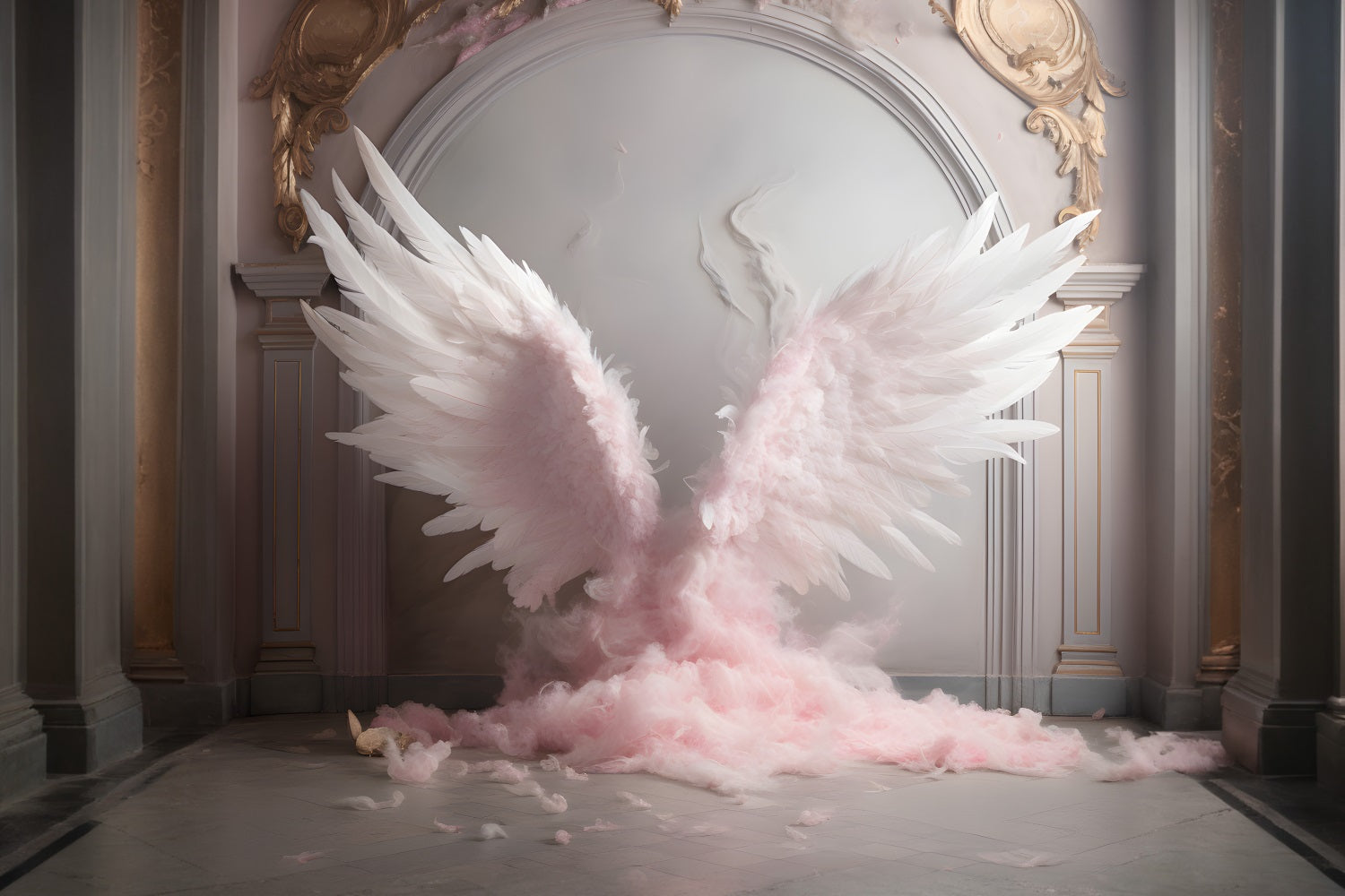 DBackdrop Palace Sacred Pink Angel Wings Backdrop RR4-17