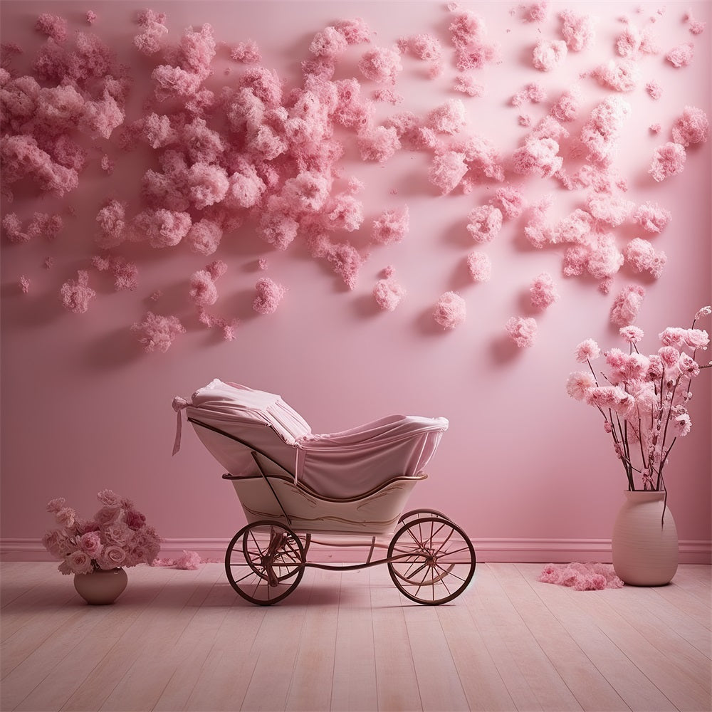 DBackdrop Pink Wall Rose Embellished Trolley Backdrop RR4-34