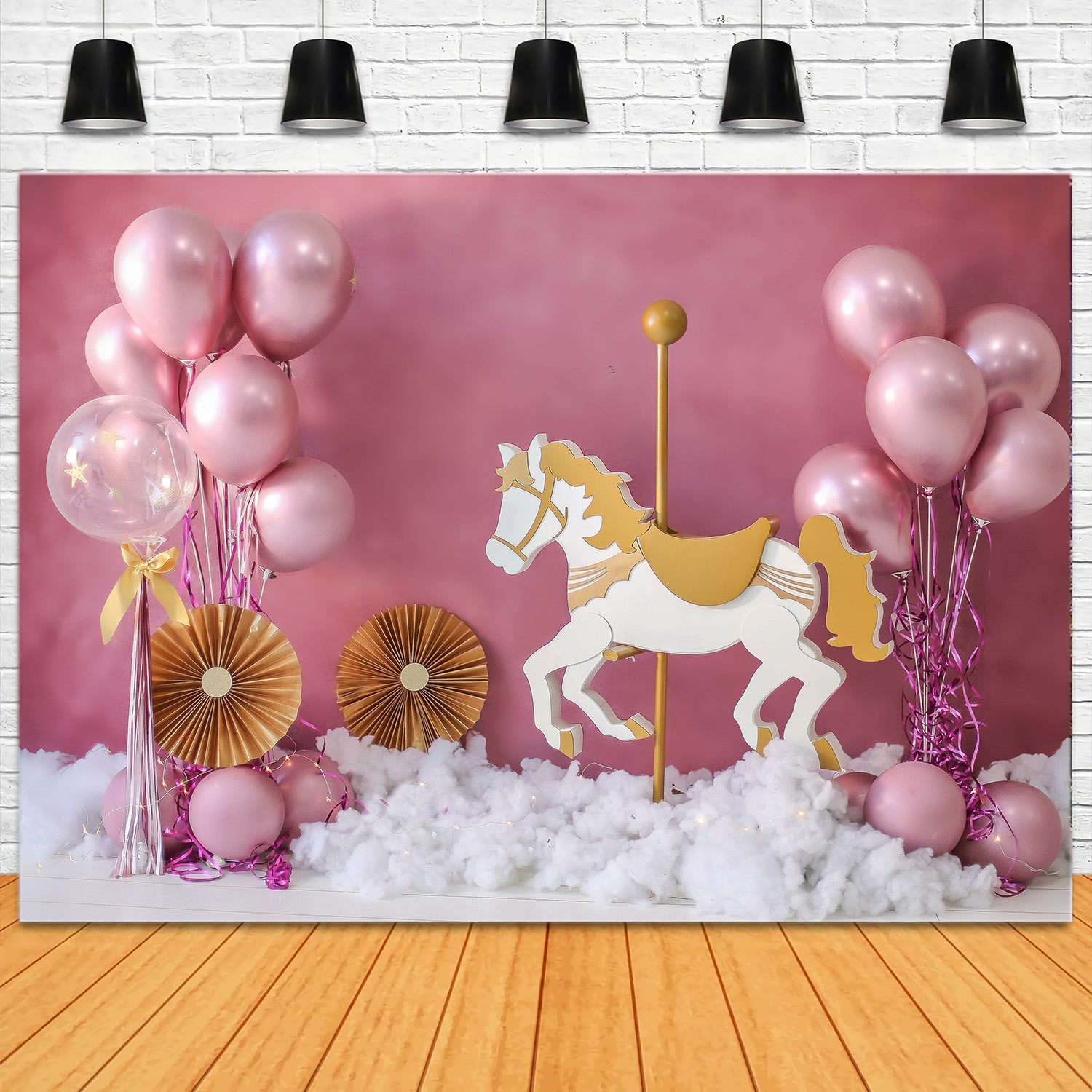Pink Balloons Kid’s Party Decoration Backdrop UK RR5-39