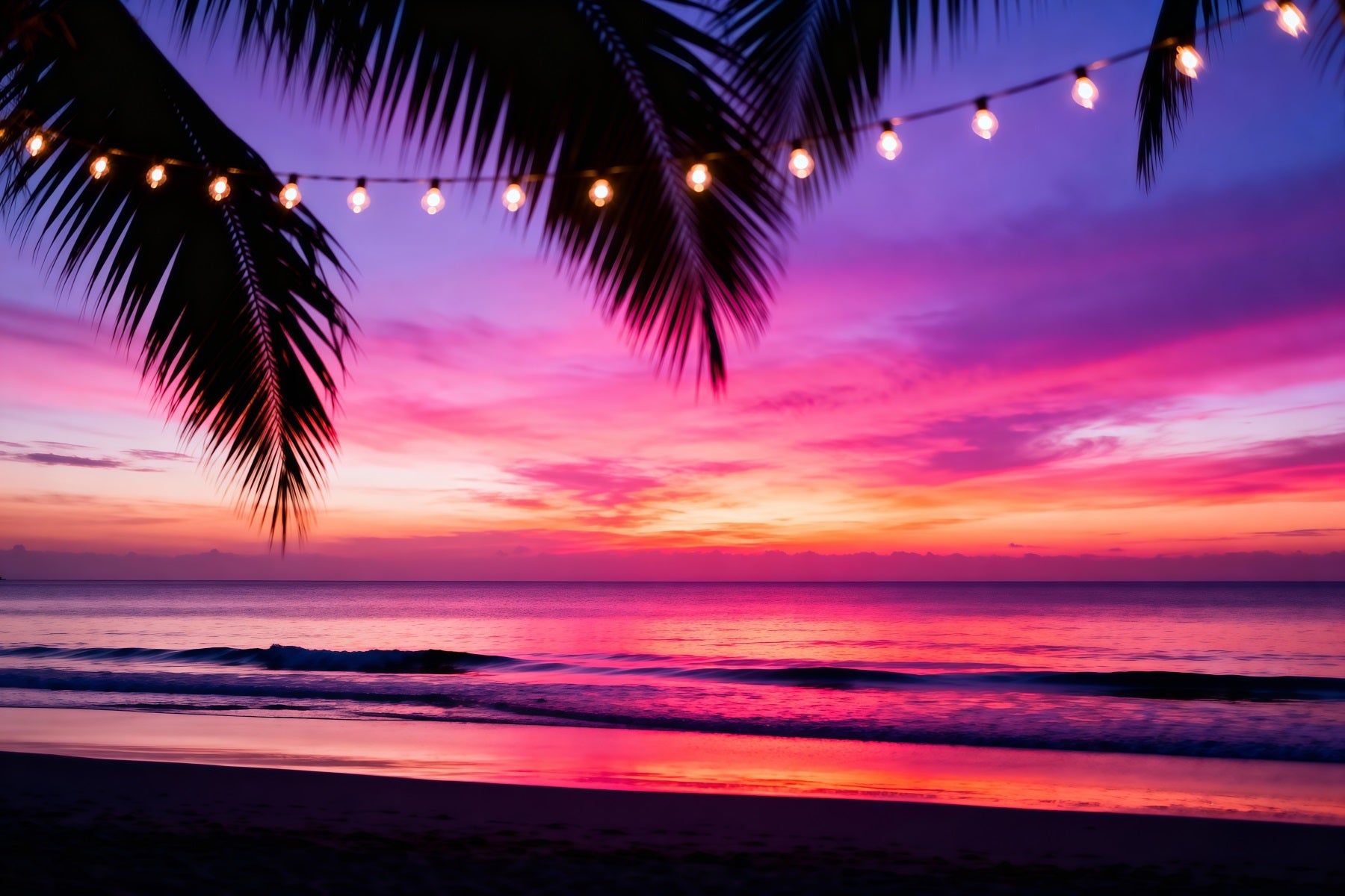 Beach Photo Booth Backdrop Tropical Sunset Lights Summer Photo Booth Backdrop UK RR61-22