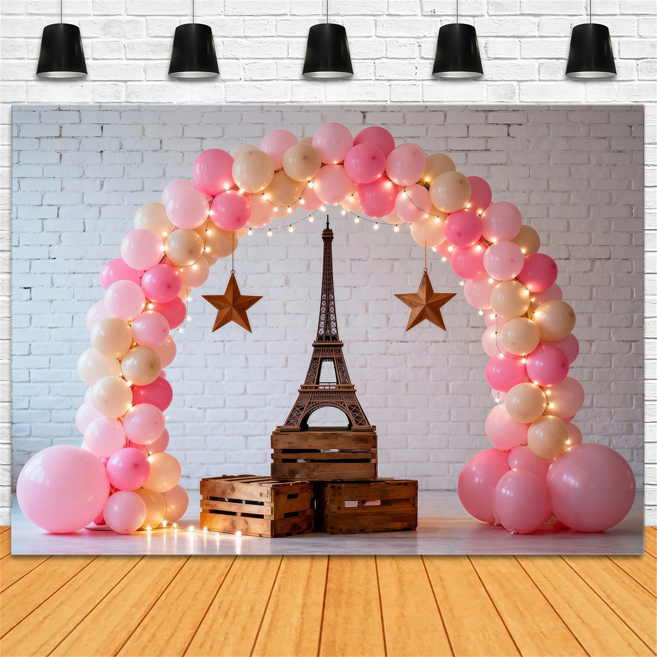 Paris Backdrops Balloon Arch Romantic Display Paris Eiffel Tower Backdrop UK RR61-37
