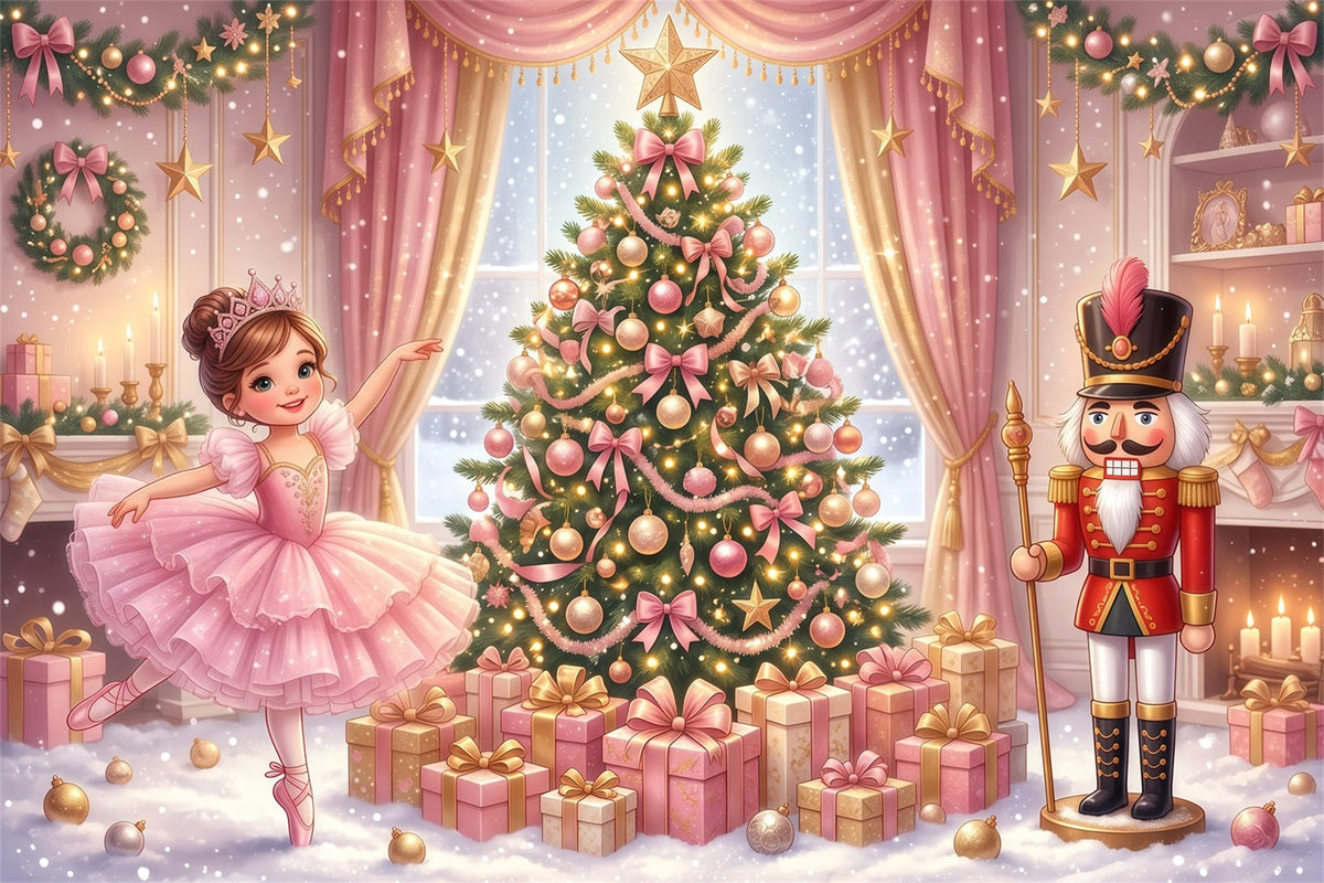 Nutcracker Land Of Sweets Backdrop Pink Ballerina Display Nutcracker Ballet Backdrops UK RR610-11