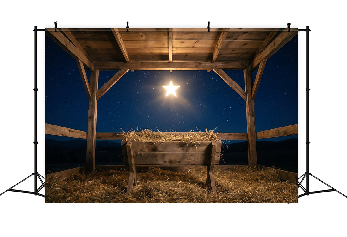 Nativity Scene Backdrop Starry Night Manger Stable Manger Scene Backdrop UK RR610-111