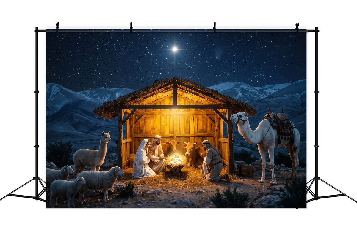Nativity Scene Backdrop Starry Night Manger Stable Christmas Manger Backdrop UK RR610-132