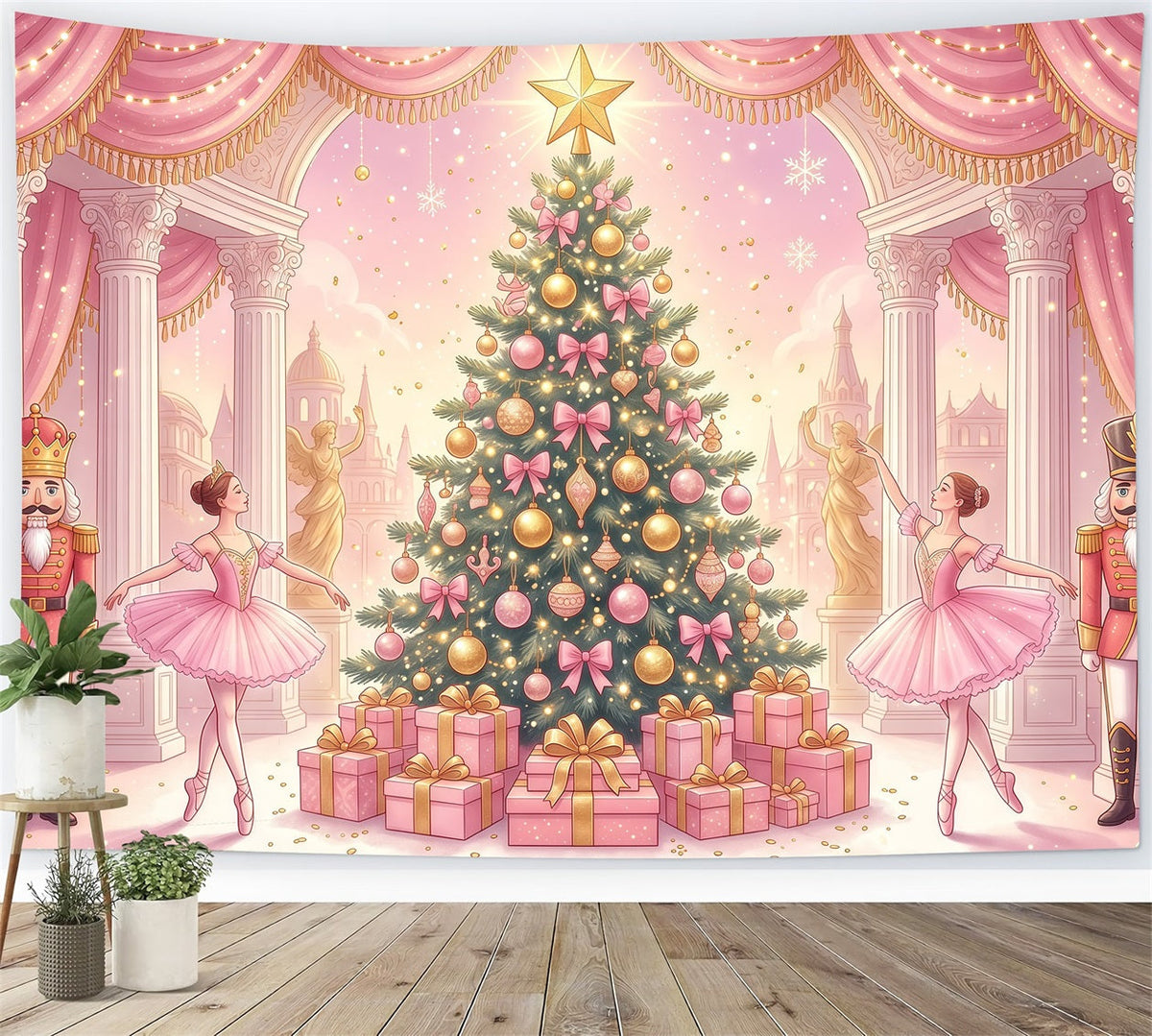 Nutcracker Photo Backdrop Pink Ballet Display Photography Backdrops Christmas UK RR610-164