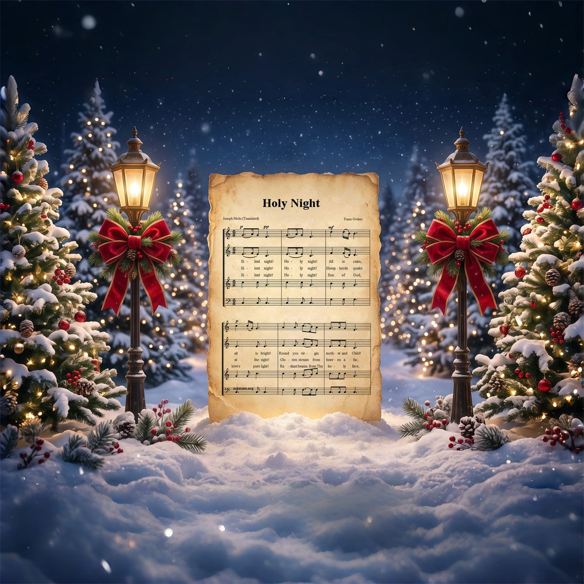 Christmas Carol Backdrop Holy Night Sheet Music Christmas Theme Photo Backdrop UK RR610-167