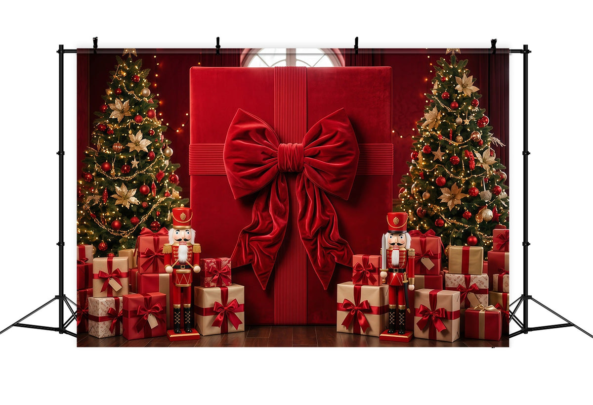 Christmas Bow Backdrop Oversized Red Gift Box Merry Christmas Photo Backdrop UK RR610-168