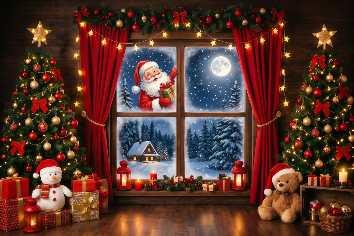 Christmas Backdrop For Santa Pictures Suprise Window Gift Outdoor Christmas Photo Backdrop UK RR610-33