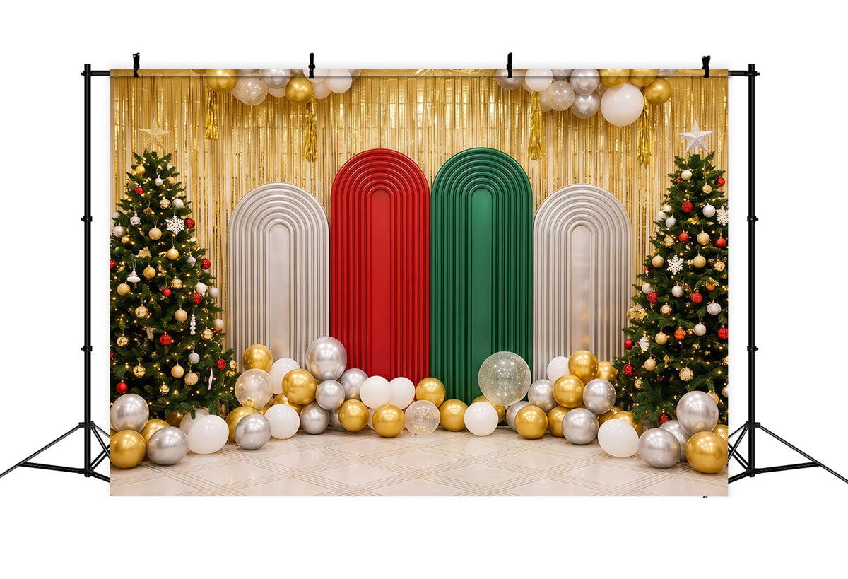Christmas Vacation Backdrop Gold Balloon Arch Display Christmas Backdrop 10x10 UK RR610-41