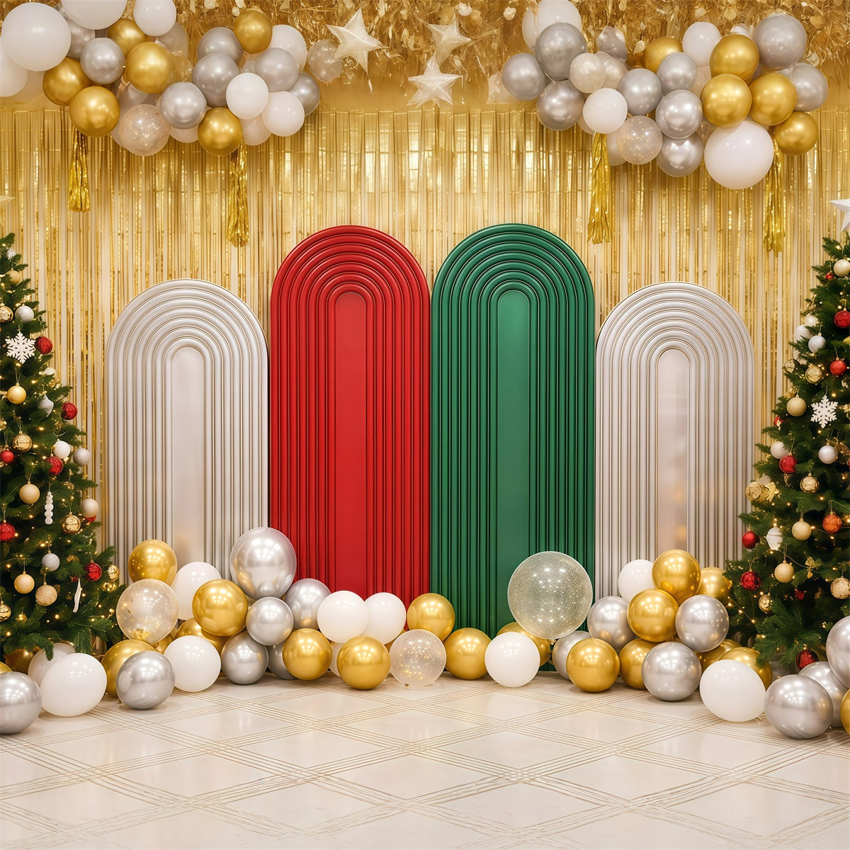 Christmas Vacation Backdrop Gold Balloon Arch Display Christmas Backdrop 10x10 UK RR610-41