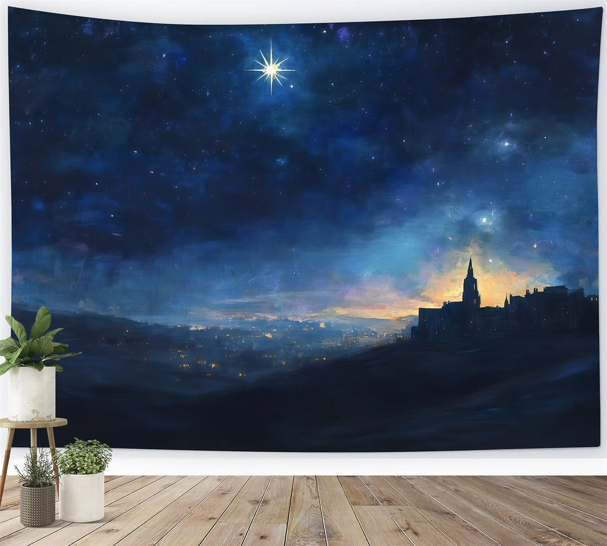Nativity Scene Backdrop Starry Bethlehem Night Skyline Christmas Photo Backdrop Ideas UK RR610-58
