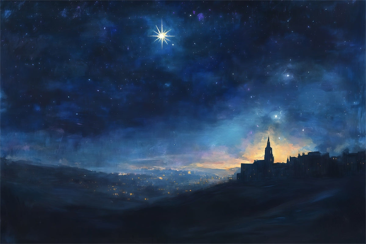 Nativity Scene Backdrop Starry Bethlehem Night Skyline Christmas Photo Backdrop Ideas UK RR610-58