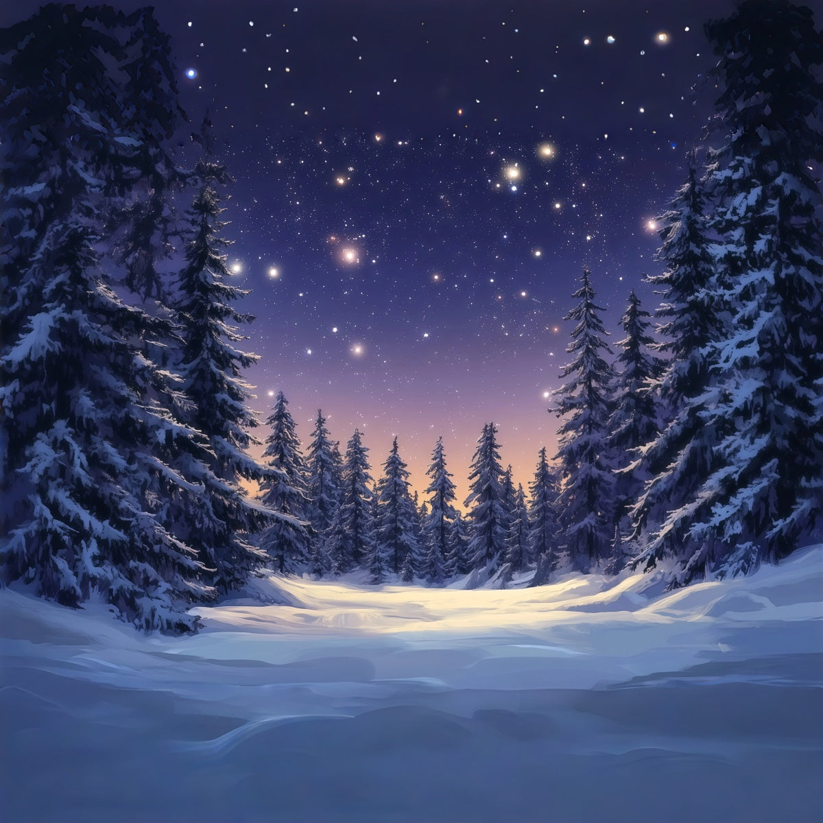 Christmas Tree Backdrops Starry Snowy Pine Forest Xmas Backdrop UK RR610-62