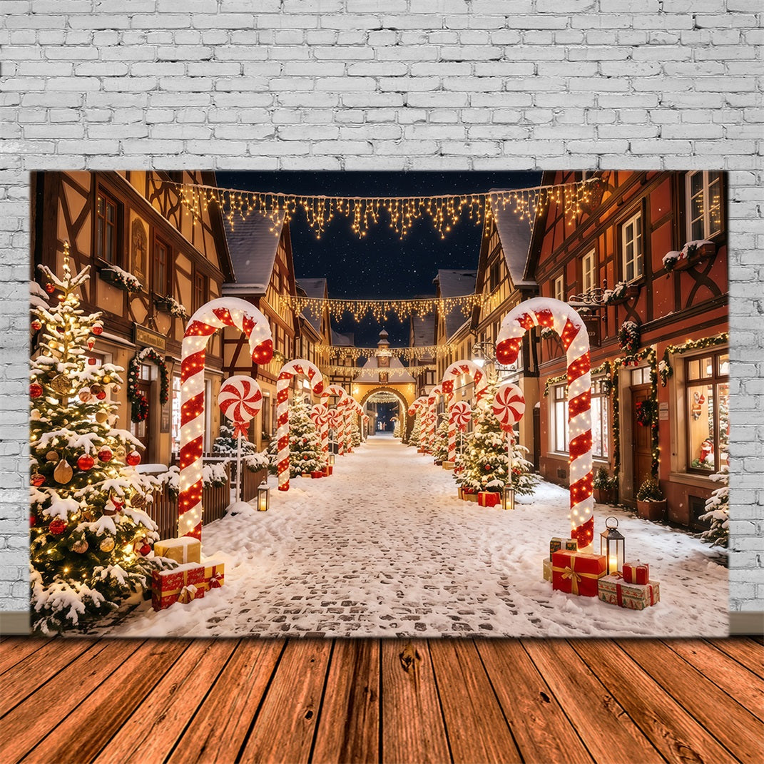 Christmas Village Backdrops Candy Cane Street Photography Christmas Backdrops UK RR610-64