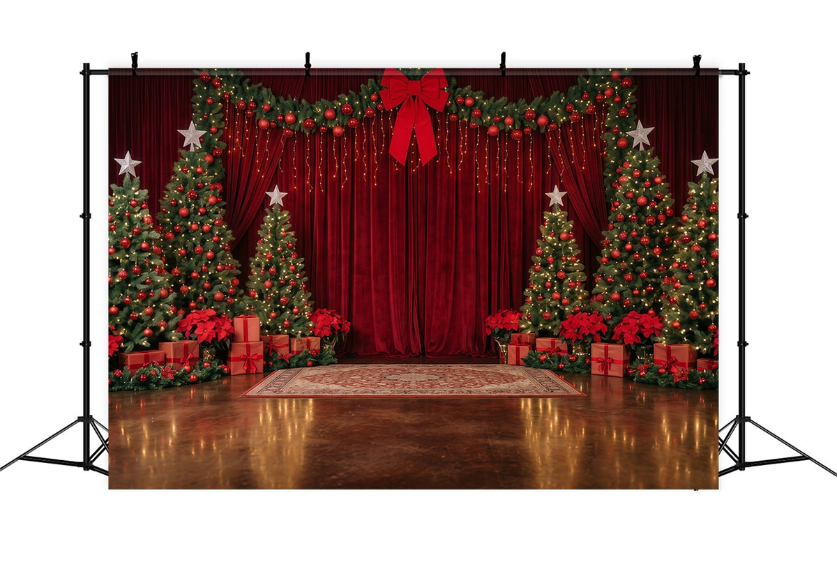 Christmas Backdrop for Photography Red Velvet Tree Display Christmas Stage Backdrops UK RR610-69