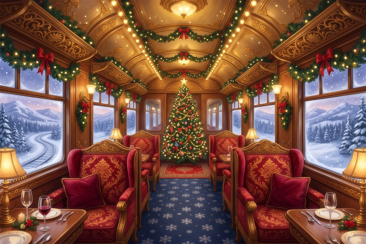 Christmas Backdrops for Photography Festive Train Carriage Christmas Photography Backdrop UK RR610-91