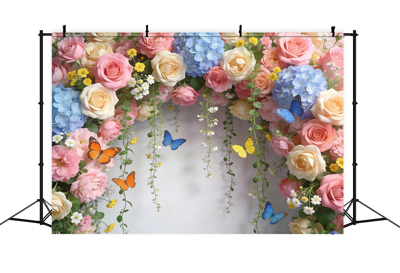 Butterfly Backdrop Pastel Rose Daisy Floral Arch Floral Garland Backdrop UK RR62-1