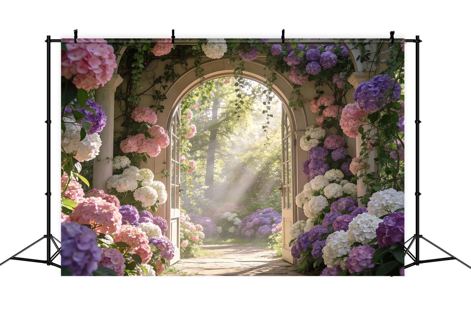 Spring Garden Backdrop Rustic Cottage Flower Doorway Floral Photography Backdrop UK RR62-14