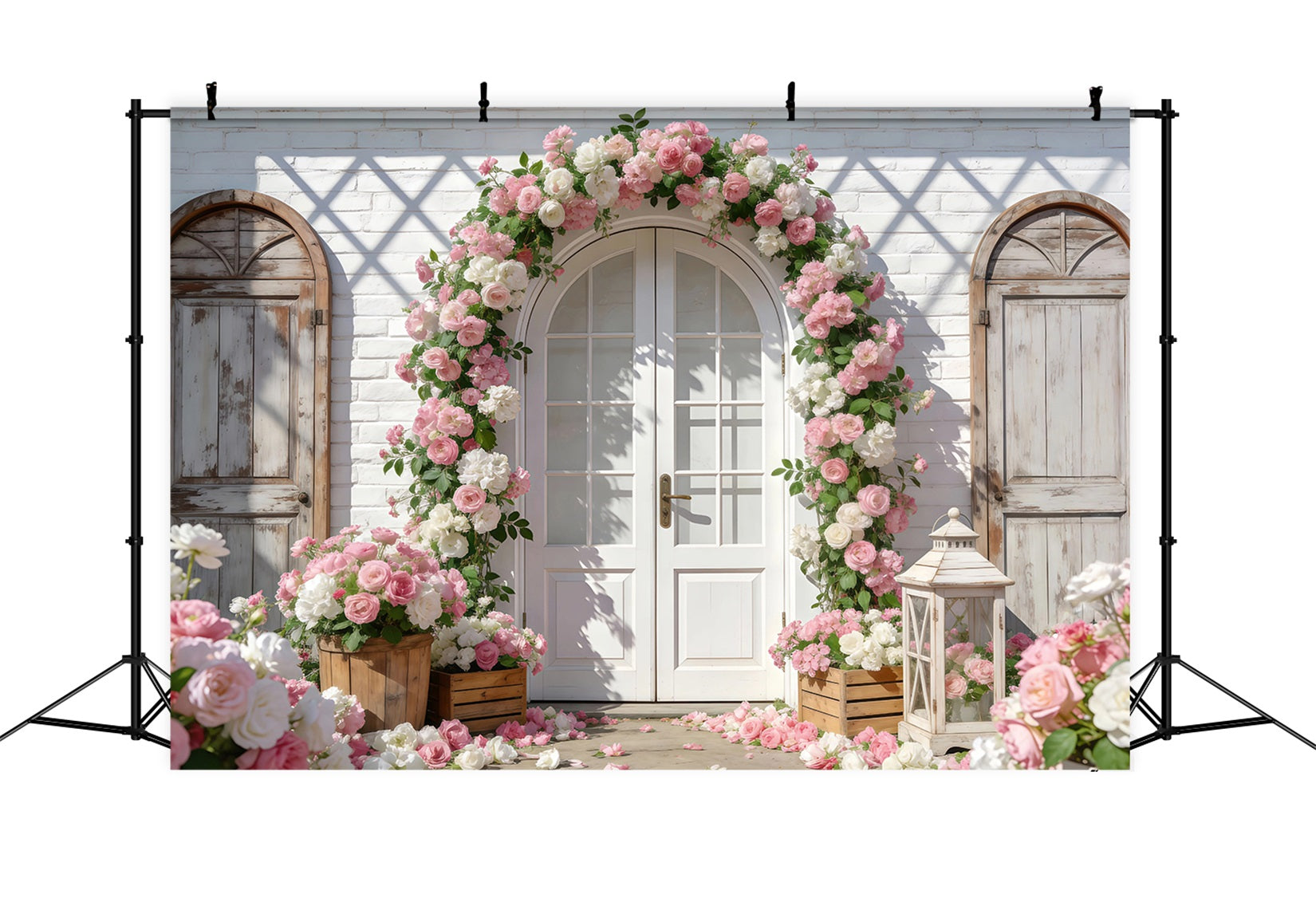 Garden Photo Backdrop Romantic Rose Brick Arch Spring Time Backdrop UK RR62-15