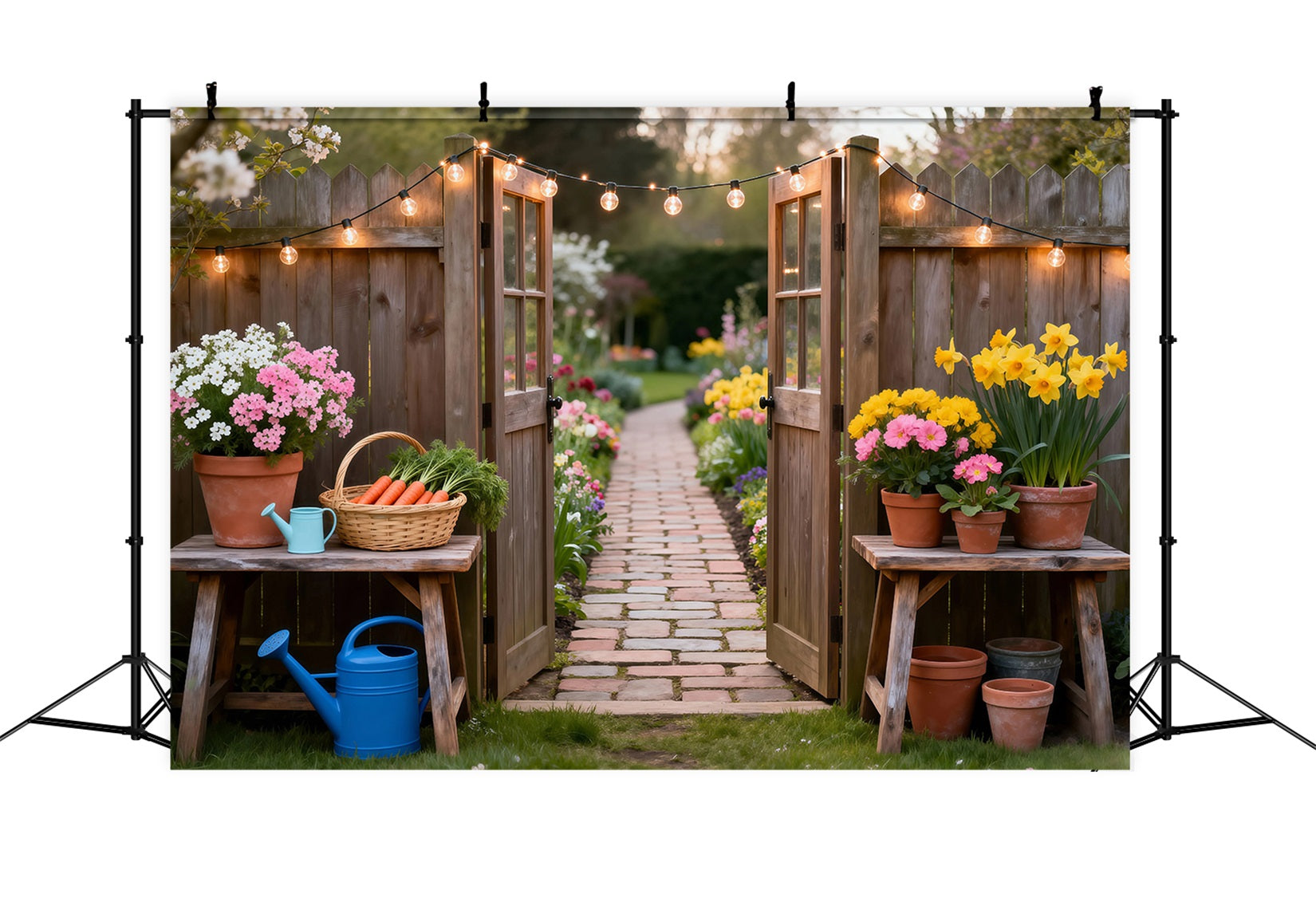 Spring Barn Backdrop String Light Garden Entry Floral Garden Backdrop UK RR62-30