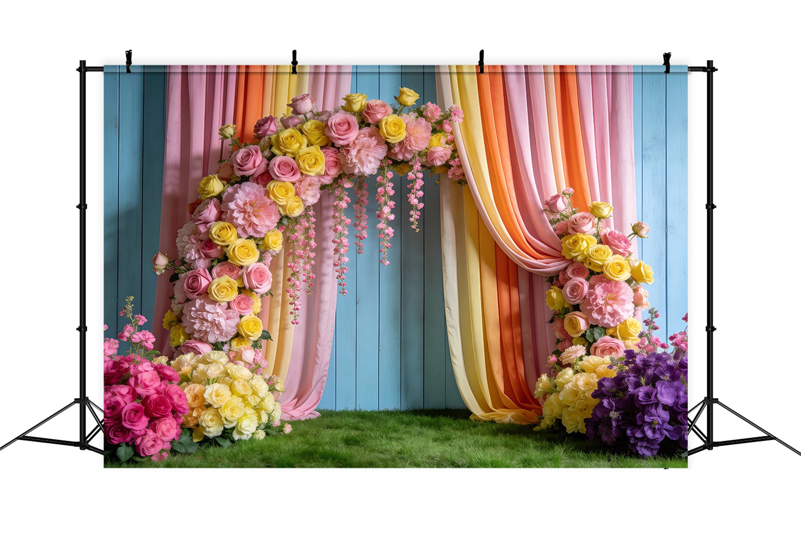 Spring Wedding Backdrop Pastel Flower Draped Arch Floral Garden Backdrop UK RR62-37