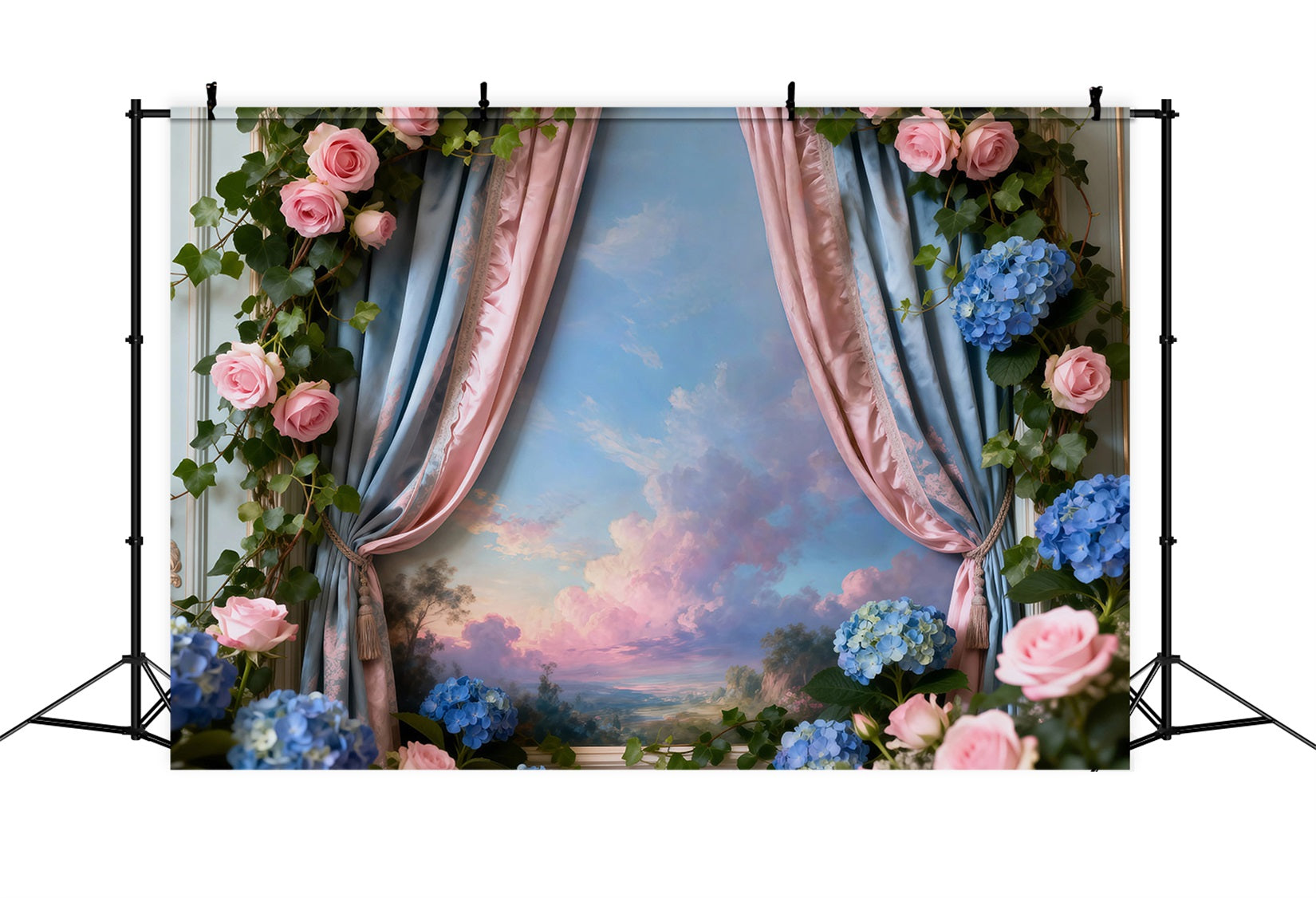 Spring Flower Backdrop Romantic Floral Window Sky View Floral Picture Backdrop UK RR62-42