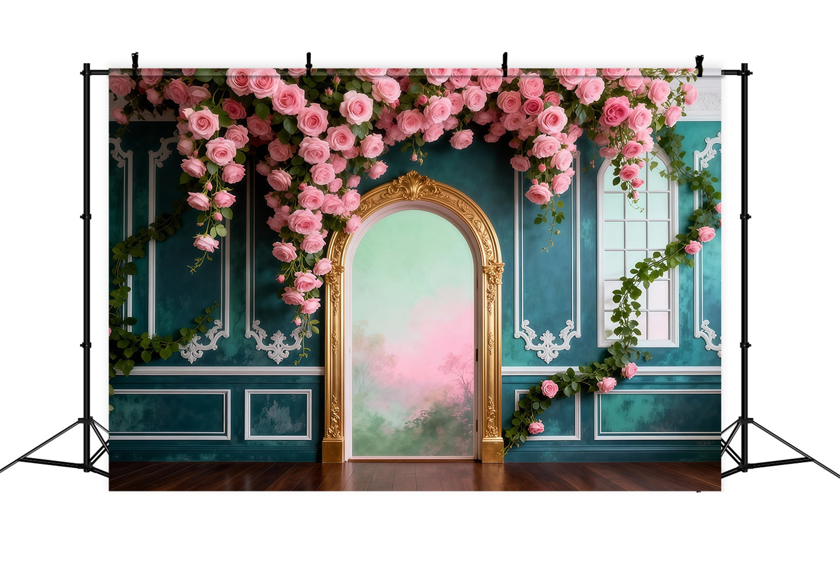 Hanging Vine Backdrop Rose Draped Palace Retro Wall Spring Photography Backdrops UK RR62-43