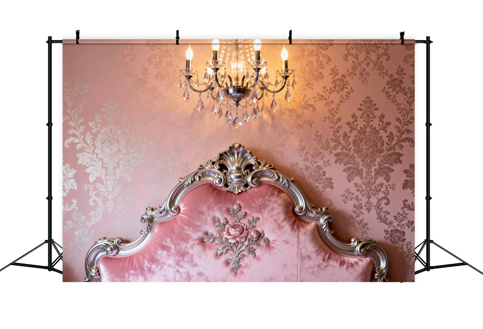 Boudoir Photography Backdrops Ornate Pink Damask Romance Headboard Backdrop UK RR62-53
