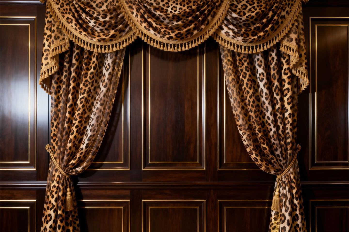 Boudoir Backdrop Leopard Draped Noir Wood Panels Vintage Wall Backdrop UK RR62-76