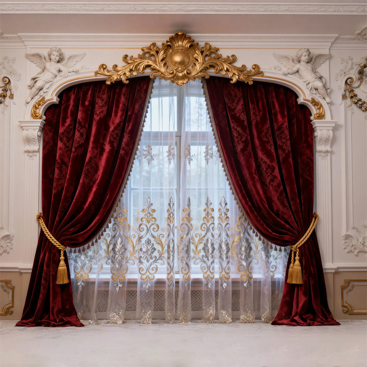 Backdrops For Boudoir Photography Baroque Cherub Velvet Drapery Retro Photo Backdrop UK RR62-79