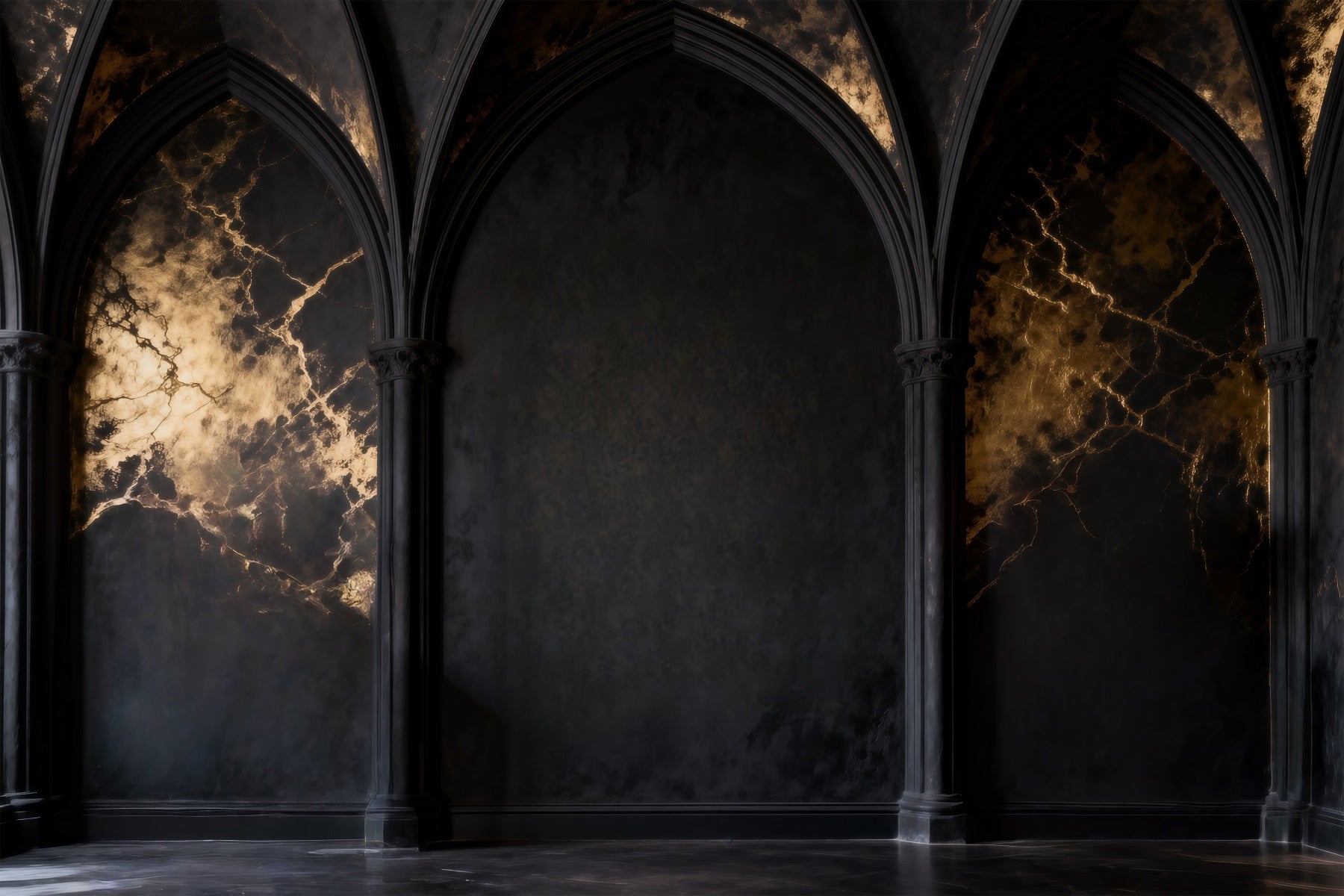 Boudoir Backdrop Ideas Black Marble Gold Vein Arches Vintage Wall Backdrop UK RR62-84