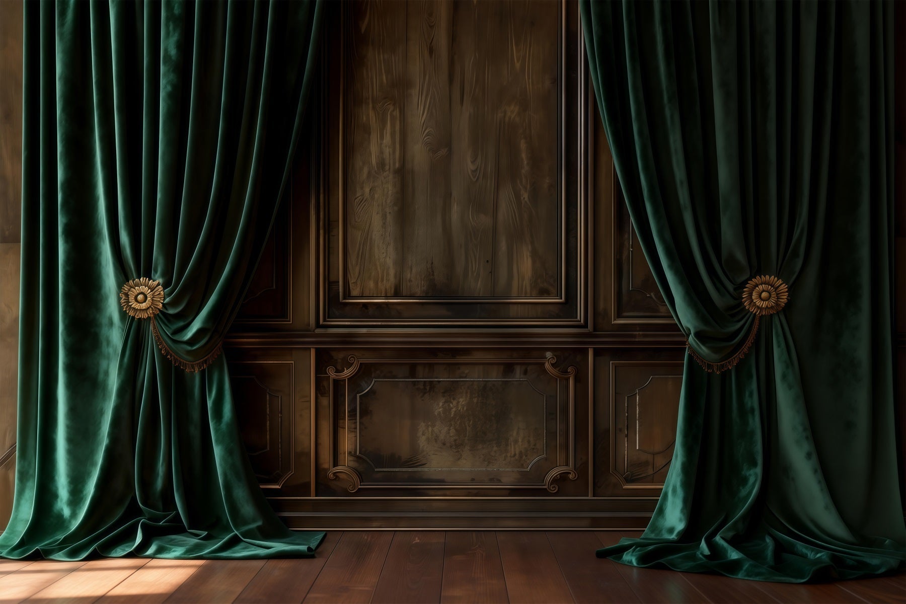Boudoir Photography Backdrops Emerald Velvet Draped Wood Wall Vintage Studio Backdrop UK RR62-85
