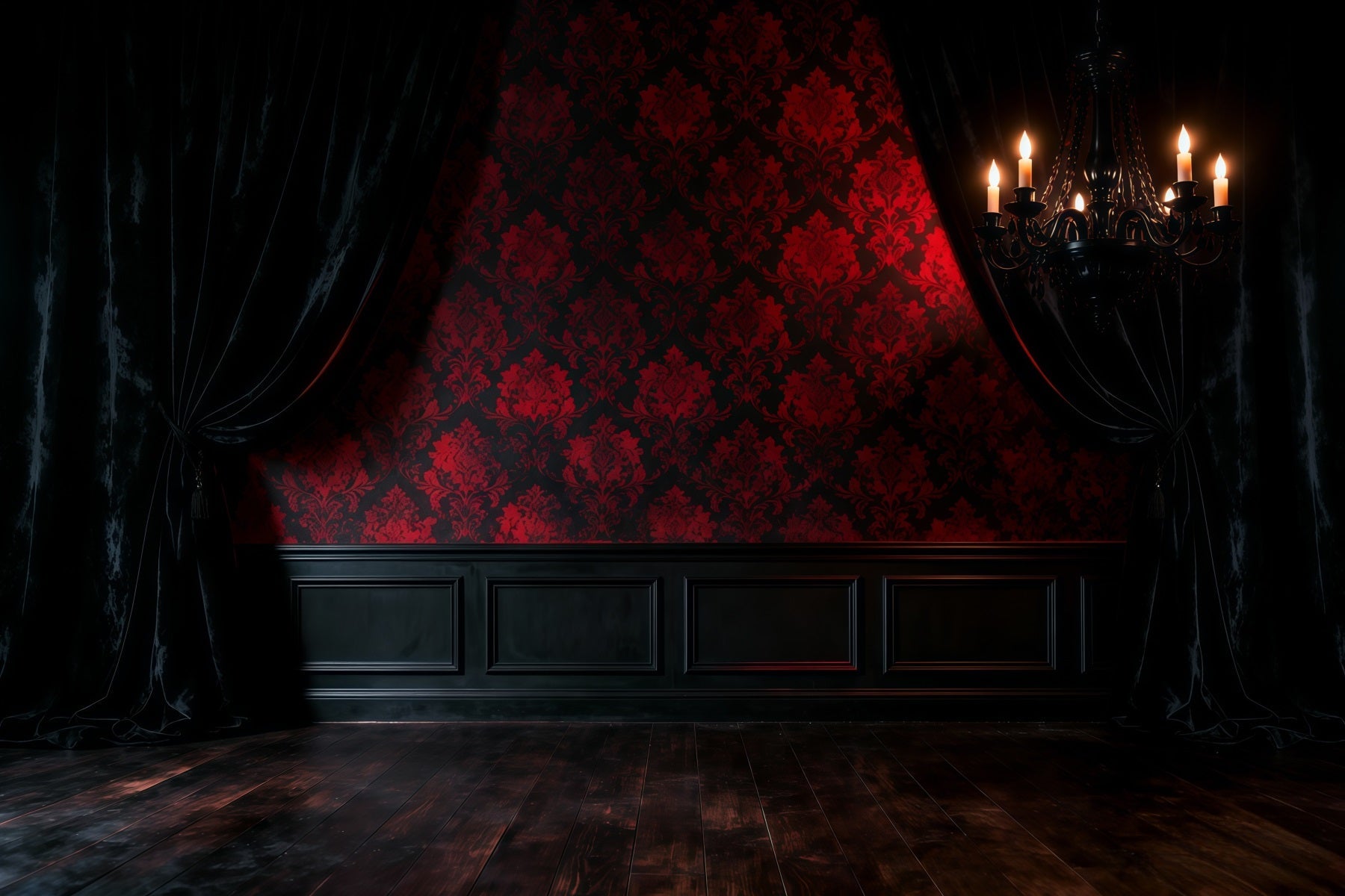 Boudoir Backdrop Ideas Crimson Damask Shadow Chandelier Vintage Photo Backdrops UK RR62-86