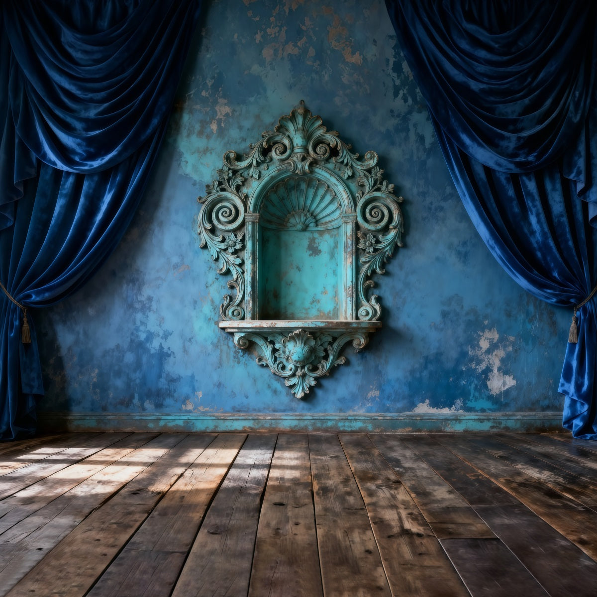 Backdrops For Boudoir Photography Antique Teal Baroque Wall Drapery Antique Backdrop UK RR62-87