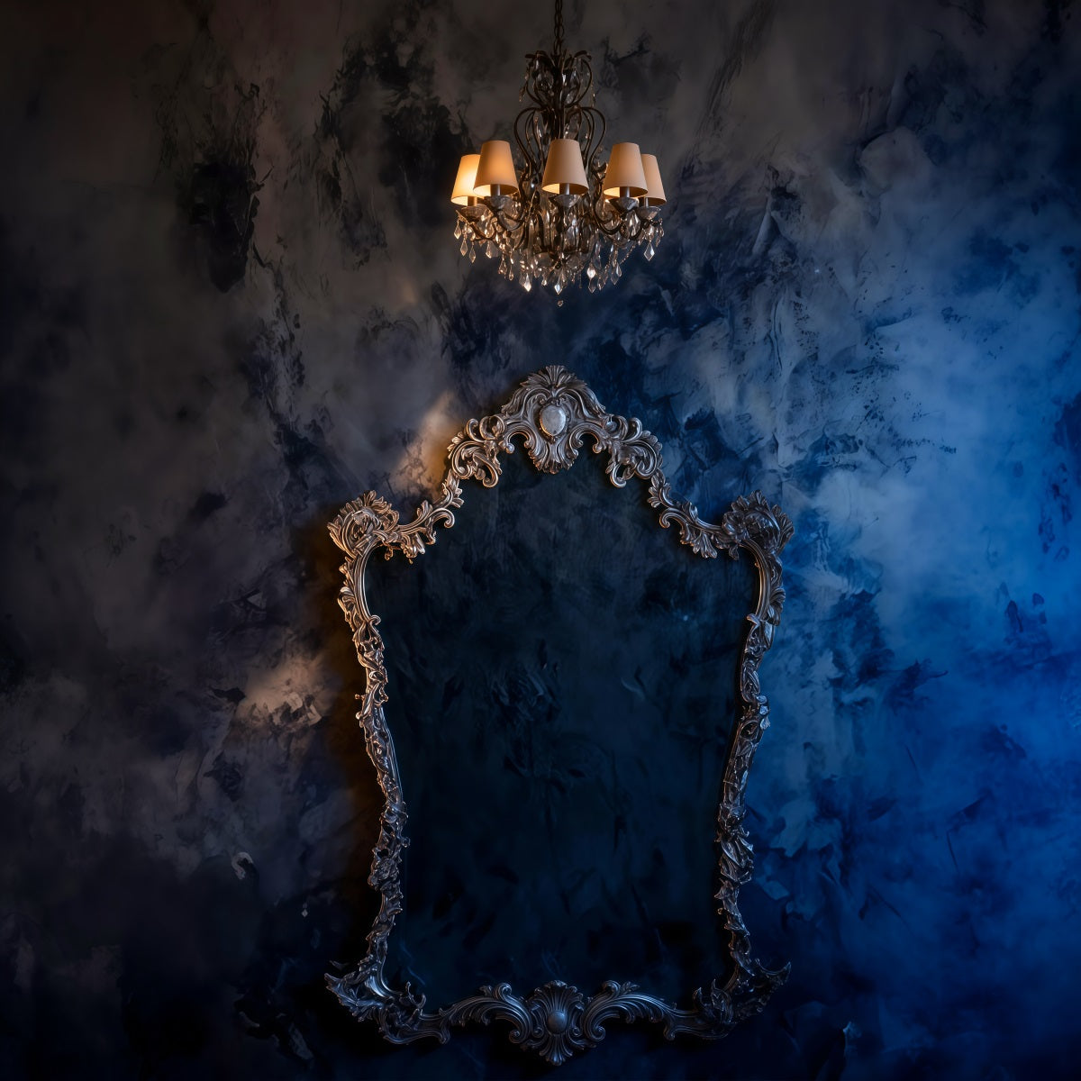 Boudoir Photo Backdrops Midnight Marble Gilded Chandelier Frame Retro Photo Backdrop UK RR62-88