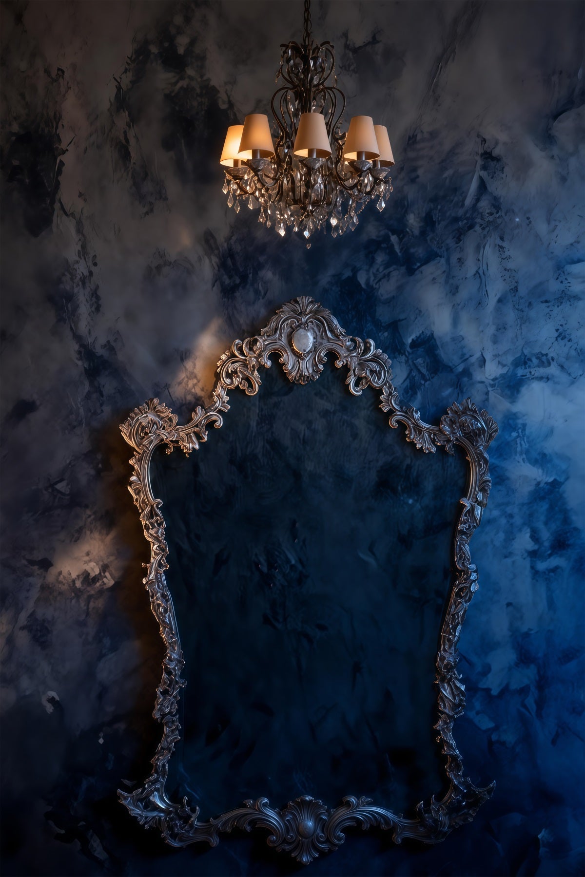 Boudoir Photo Backdrops Midnight Marble Gilded Chandelier Frame Retro Photo Backdrop UK RR62-88