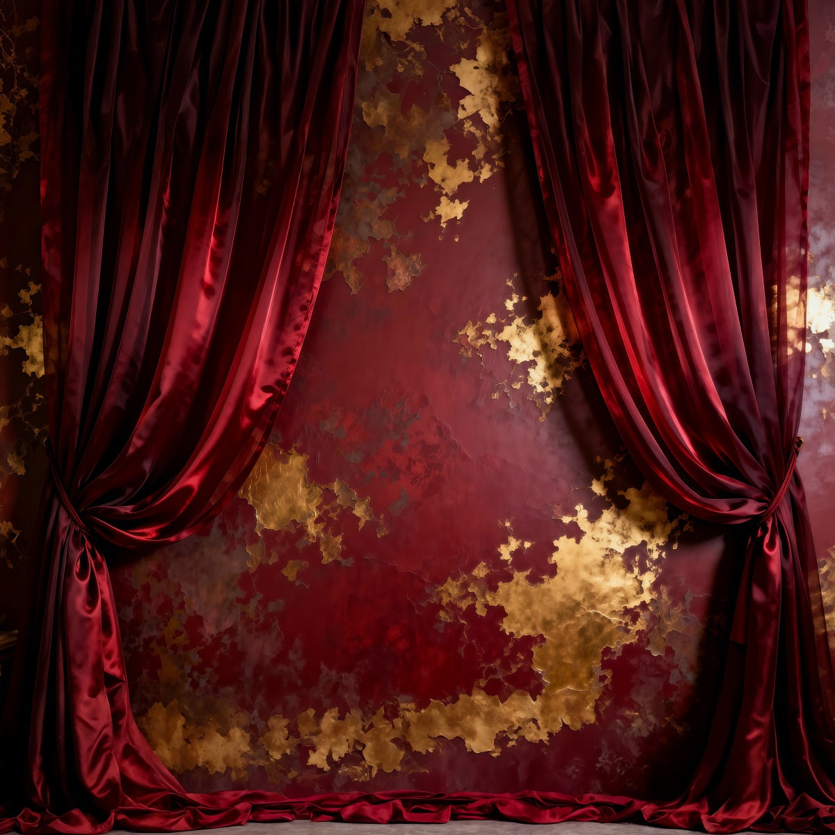 Backdrops for Boudoir Crimson Gilded Velvet Curtain Texture Vintage Wall Backdrop UK RR62-90