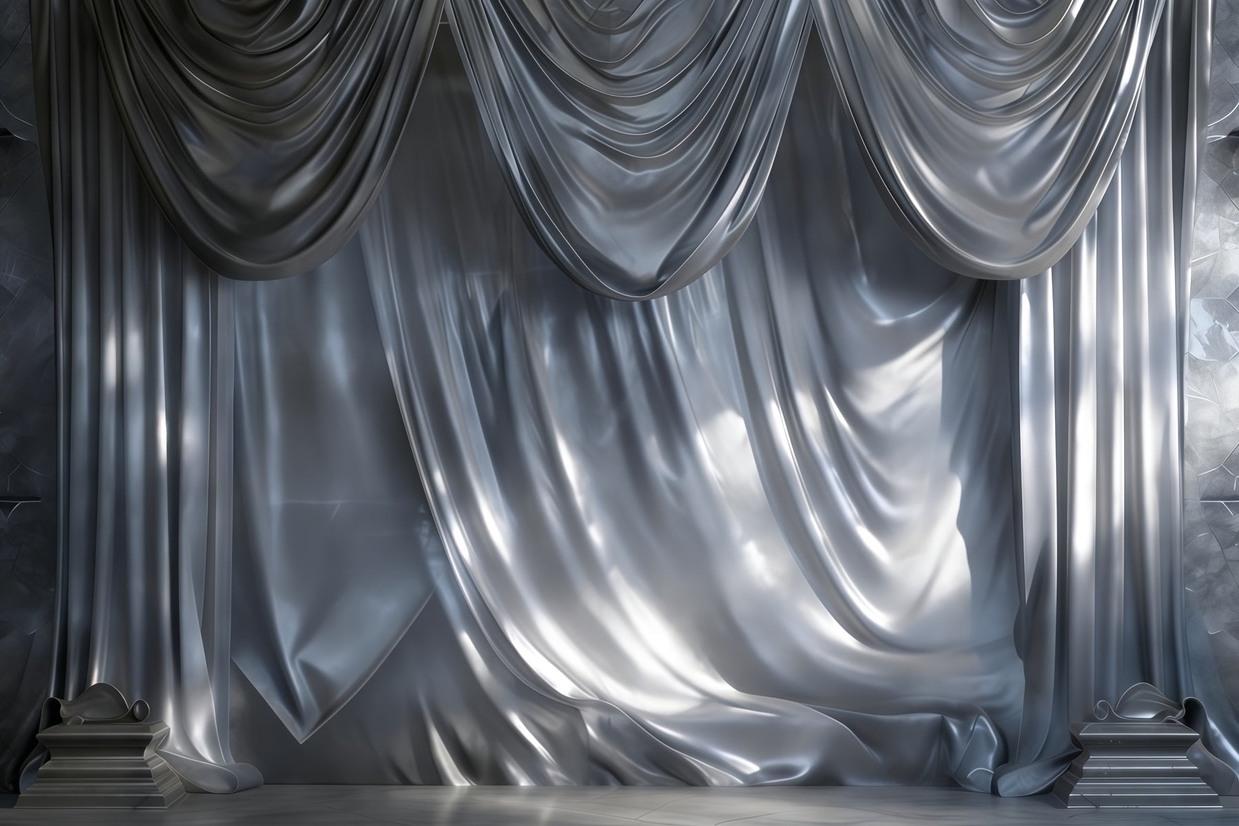 Boudoir Backdrop Ideas Silver Satin Cascading Drapery Retro Photo Backdrop UK RR62-94