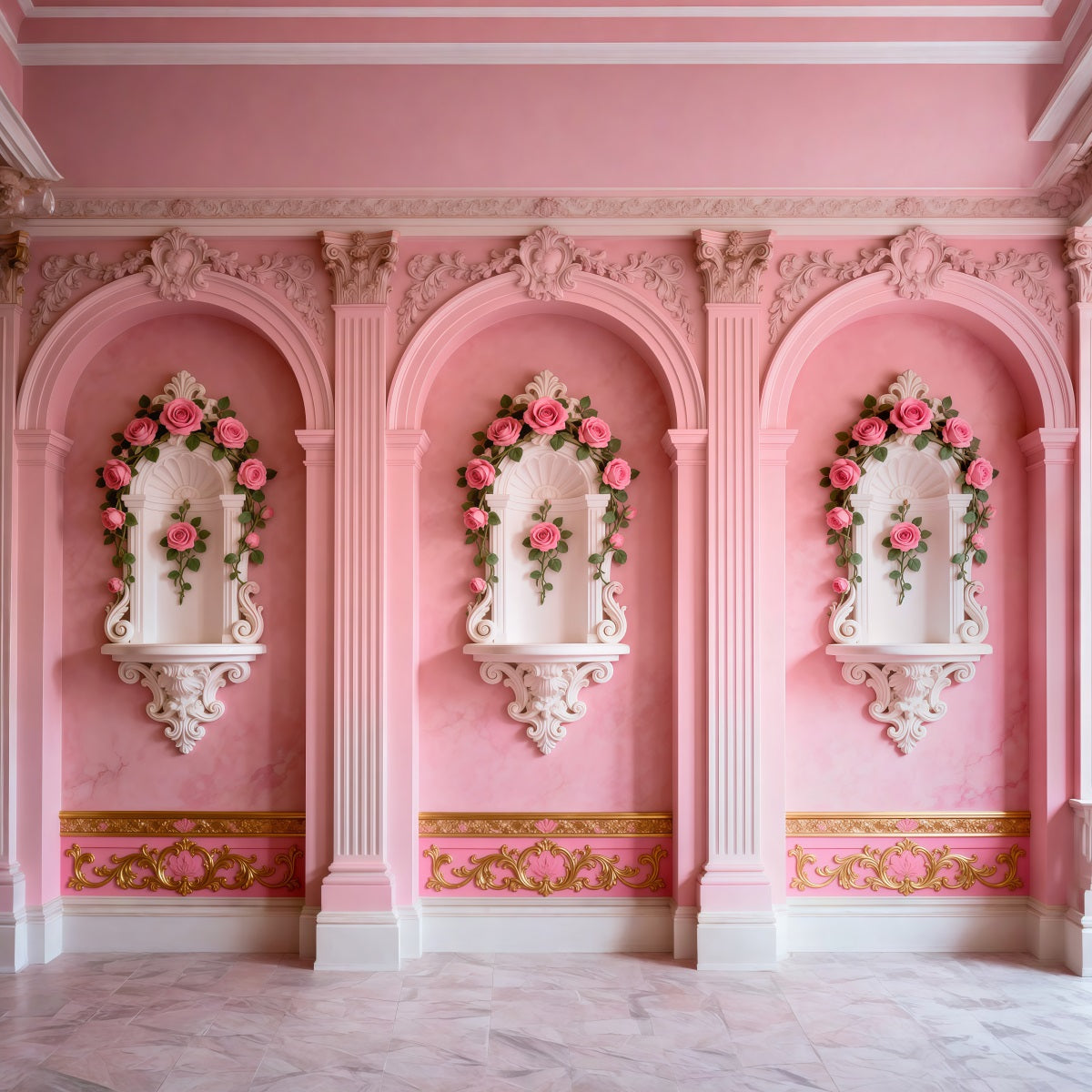 Boudoir Photography Backdrops Blush Rose Alcove Arches Vintage Wall Backdrop UK RR62-97