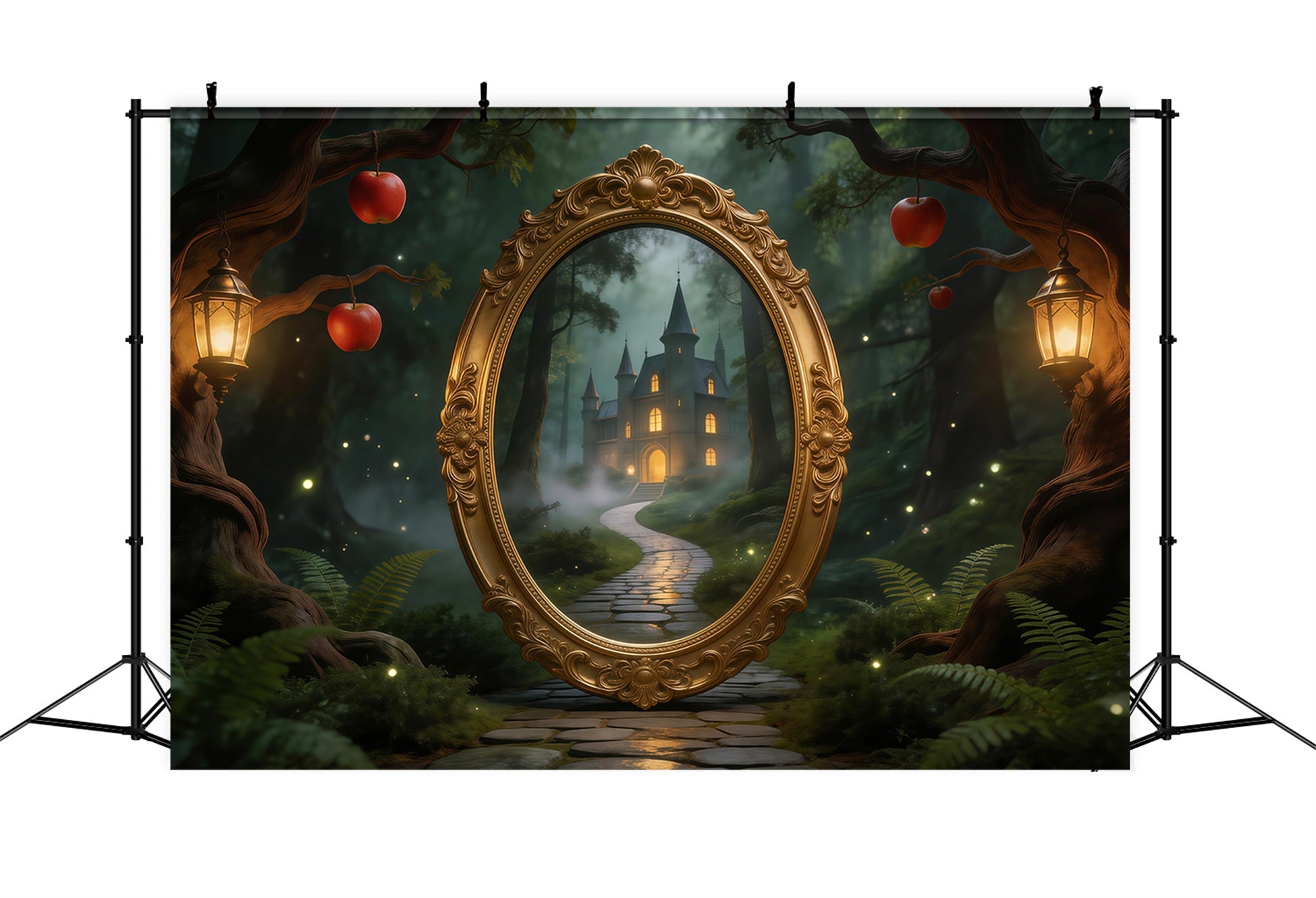 Forest Backdrop Mystic Mirror Castle Path Lantern Apples Forest Themed Backdrop UK RR63-122